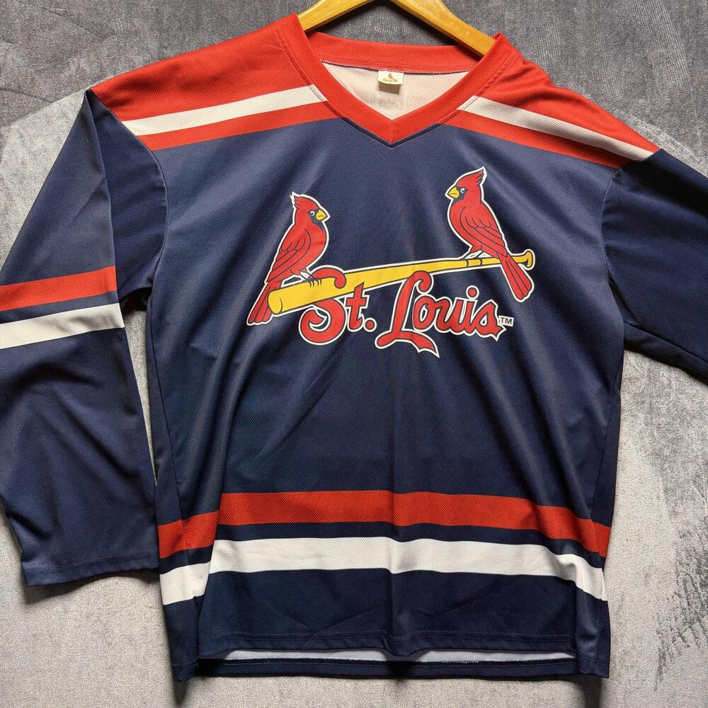 Cardinals Jersey Mens XL Blue Regular Fit Polyester St Louis Baseball Fox